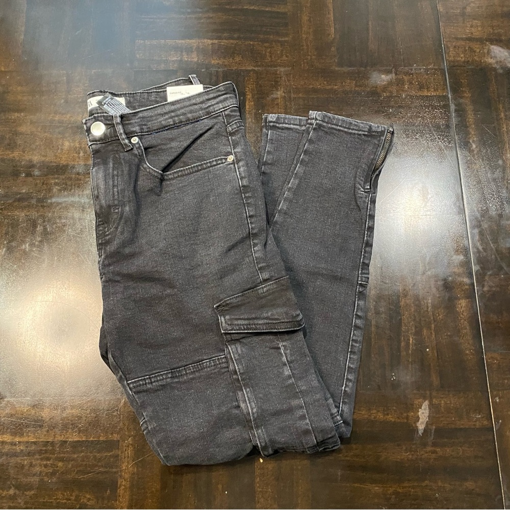 Zara Men Cargo Fit Stylish Black Denim Jeans Size USA 30